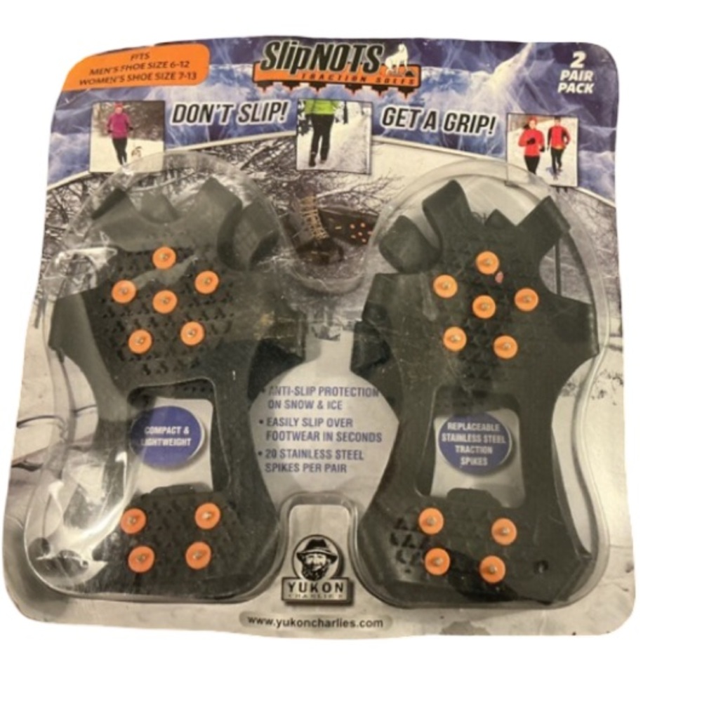 Charlies SlipNOTS Ice Traction Cleats in Black with Orange Spikes